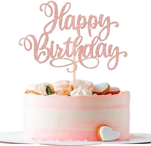 ZHUOWEISM Happy Birthday Cake Toppers Rose Gold