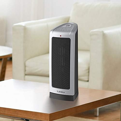 Lasko Oscillating Tower Space Heater 1500W 2 Speeds Silver