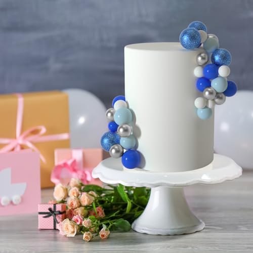 ASTARON 50 Pcs Glitter Blue Ball Cake Topper Sticks