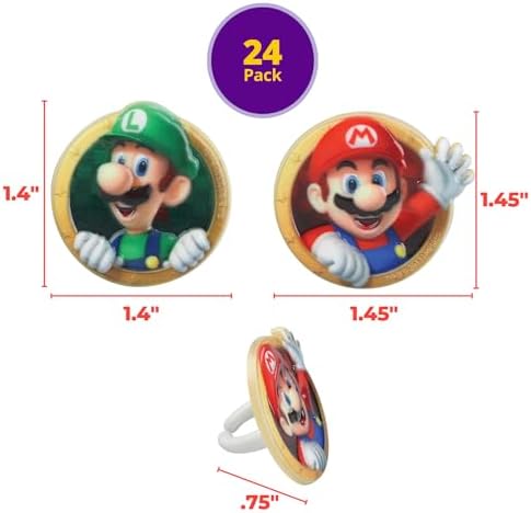 DecoPac Super Mario Cupcake Rings - 24 Pack