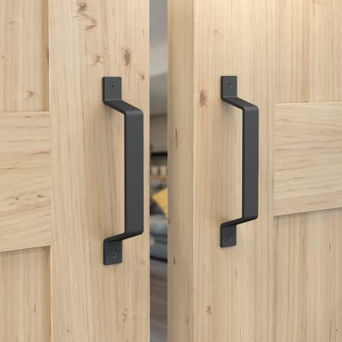 Tibres 8 Barn Door Handles Set of 2 - Black