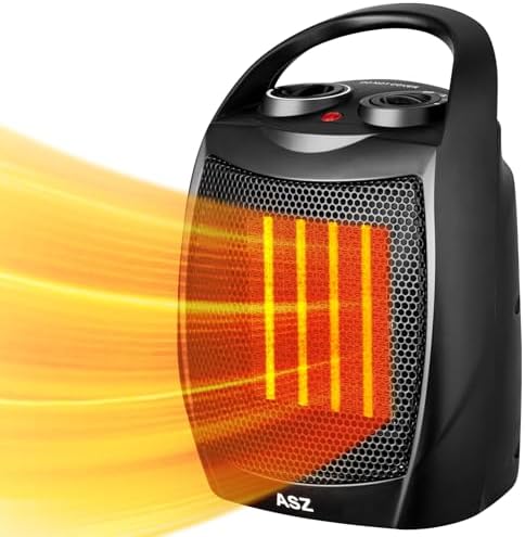 ASZ Compact Electric Space Heater with Thermostat and 2 Heat Settings
