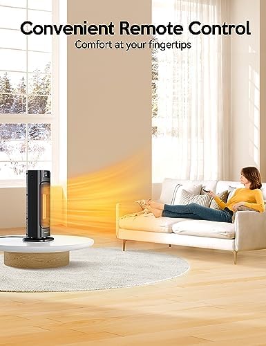VAGKRI 1500W Electric Space Heater with Remote and 3 Modes