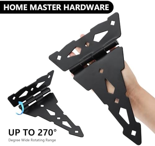 8 Inch Decorative T-Hinge 4 Pack Black Finish