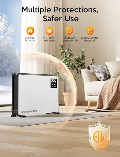 VAGKRI Quiet 1500W Wall Heater with Remote