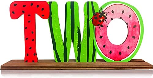 Watermelon TWO Letter Sign Wooden Table Centerpiece