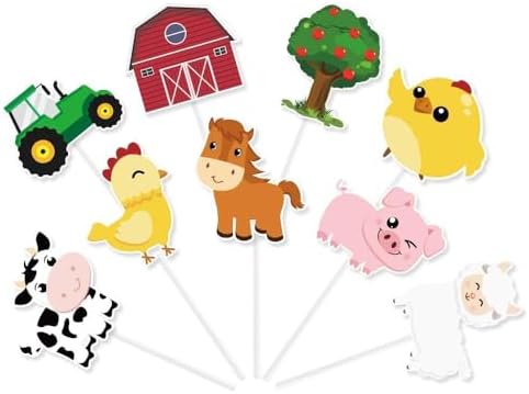 WERNNSAI 36 Farm Animal Cupcake Toppers - Farm Theme Decorations