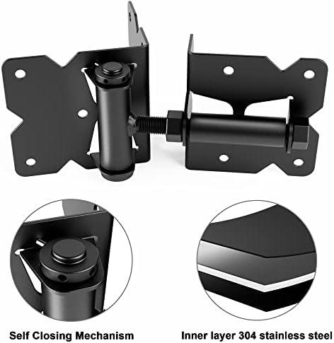 WINSOON 4-Pack Gate Hinges 2 Latch Hardware Kit for Vinylwood Fence