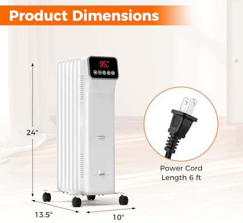1500W Oil Filled Radiator Heater with Remote Control