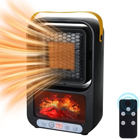 Tenhitoys 700W Electric Fireplace Heater with Realistic 3D Flame