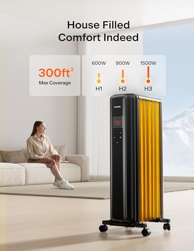 PELONIS 1500W Oil-Filled Radiator Heater with Remote