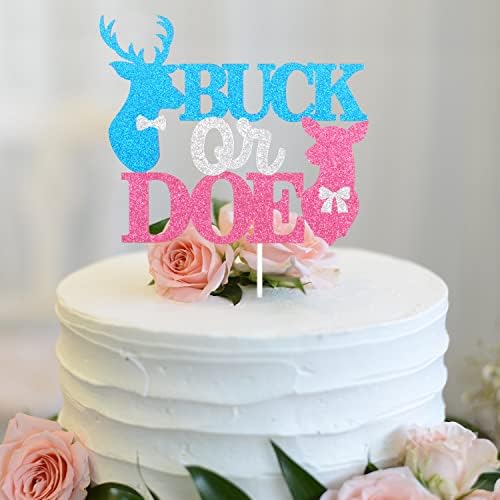 Caiwowo Buck Or Doe Baby Shower Cake Topper - Blue Boy Or Pink Girl