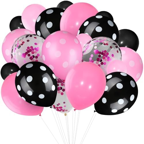 75 Piece Mouse Balloons Party Decor Set Pink Black