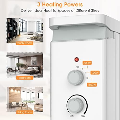 COSTWAY 1500W Oil Filled Radiator Heater with 3 Heat Settings and Humidifier