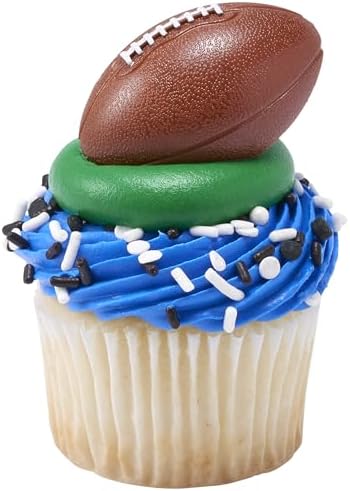 DECOPAC 3D Football Cupcake Toppers - 24 Pack