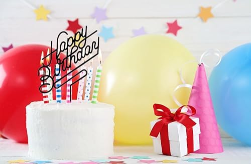 Happy Birthday Cake Topper Acrylic Black