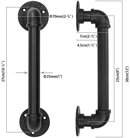 FOYO Set of 2 Matte Black Industrial Door Pull Handles