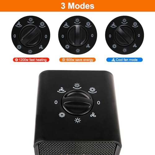 AUMIO 1200W PTC Electric Space Heater with Thermostat and 90 Oscillating