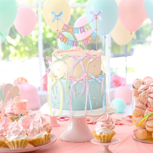 Honeydak 11 Pcs Bow Ribbon Cake Topper Set