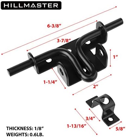HILLMASTER Slide Bolt Gate Latch Black Barrel