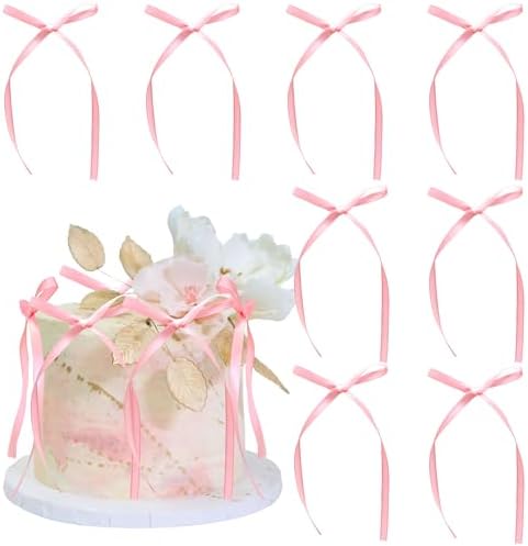 Gyufise 30Pcs Bowknot Cake Toppers Pink