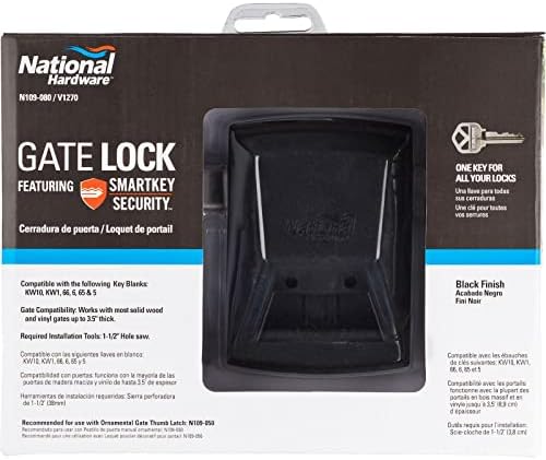 National Hardware SmartKey Security Gate Lock Keys Included Black