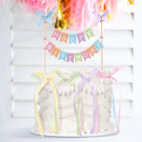 Honeydak 11 Pcs Bow Ribbon Cake Topper Set
