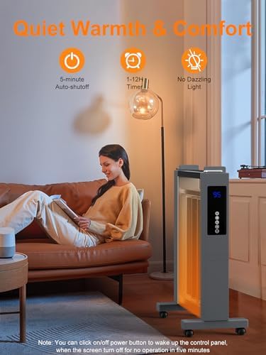 Uthfy 1500W Electric Space Heater with Remote Control and 12H Timer