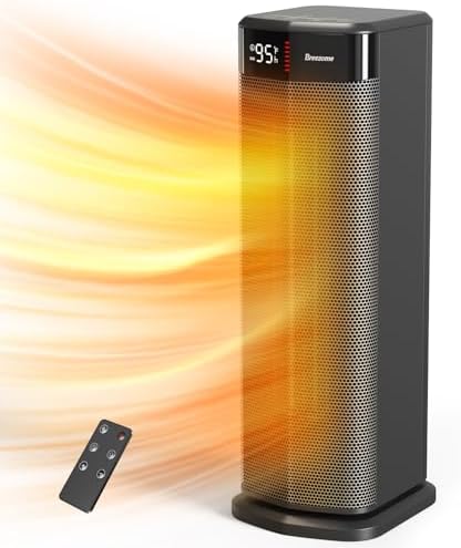 BREEZOME 1500W PTC Ceramic Space Heater with Oscillating and Thermostat
