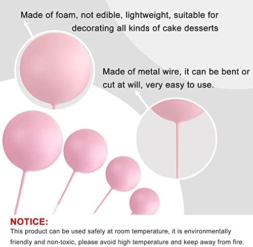 ASTARON 32 Pcs Pink Gold Ball Cake Decorations