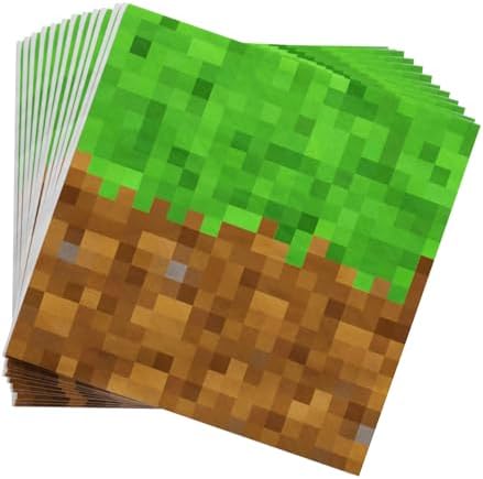 Pixel Warrior Party Plates 64 Pieces - 7 Dessert Plates Green Forks