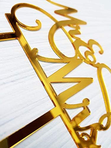 AMINJIE Mirror Gold Cake Topper for Wedding