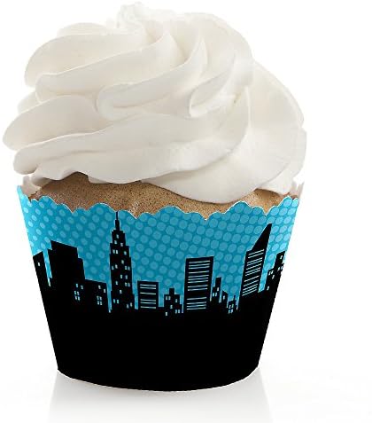 Big Dot of Happiness BAM Superhero Cupcake Wrappers Set of 12 1
