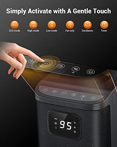 KopBeau 1500W Oscillating Space Heater with Thermostat and Remote 1