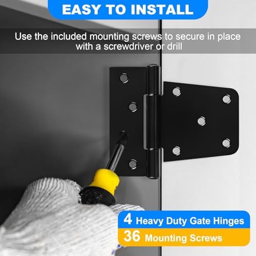 Heavy Duty Gate Hinges 35 Inch 4 Pack Black Iron Finish