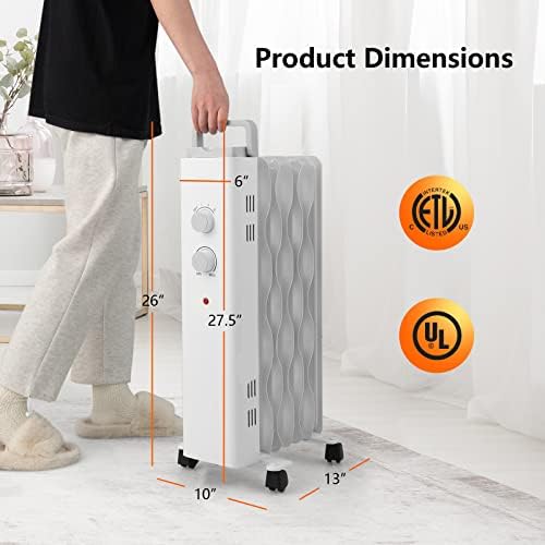 COSTWAY 1500W Oil Filled Radiator Heater with 3 Heat Levels