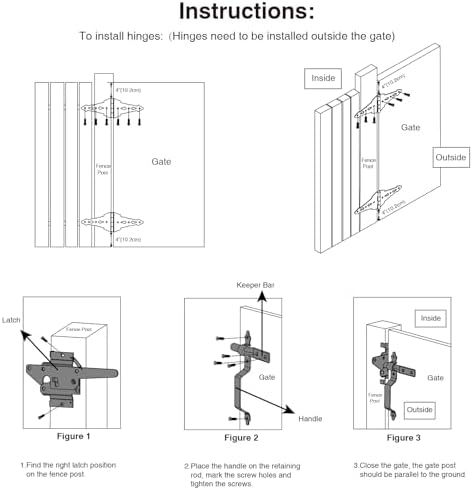 HOME MASTER HARDWARE Wood Gate Hardware Set - Heavy Duty Black Finish