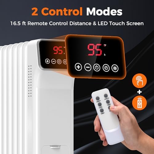 1500W Oil Filled Radiator Heater with Remote Control