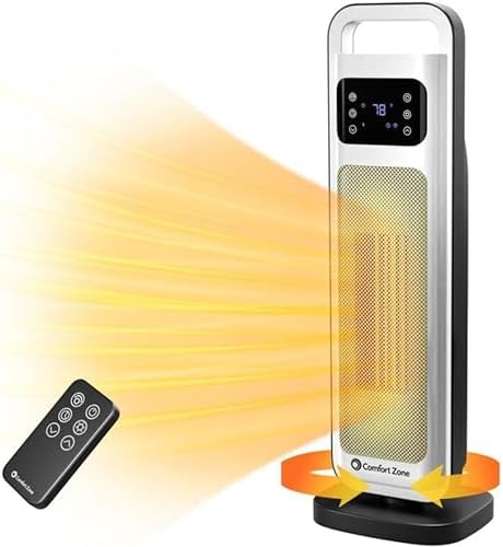 Comfort Zone 26-Inch 1500W Tower Electric Heater with Remote Control