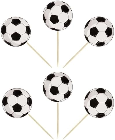 36Pcs Soccer Ball Cupcake Toppers for Sports Birthday Party