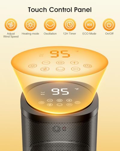 TIOKVIOP 1500W Electric Space Heater with Remote and Timer