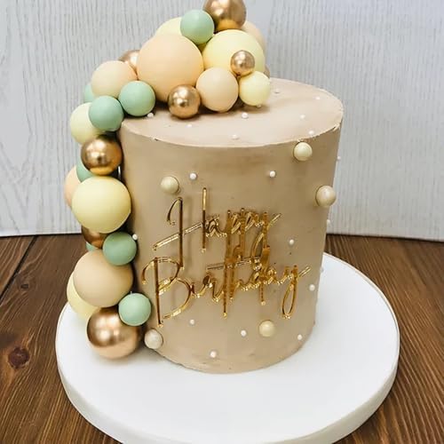 Happy Birthday Cake Topper Gold Mirror Acrylic Decoration