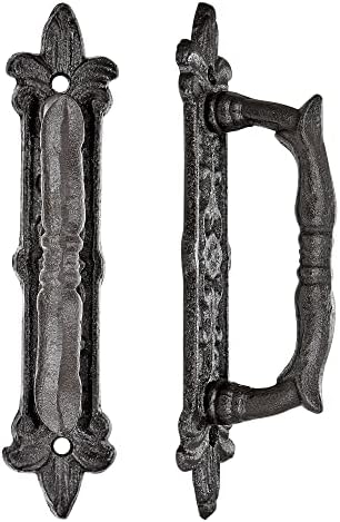 INIRET 2-Pack 89 Barn Door Handles Dark Brown Cast Iron Rustic