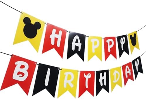 Cartoon Mouse Birthday Banner with Flags