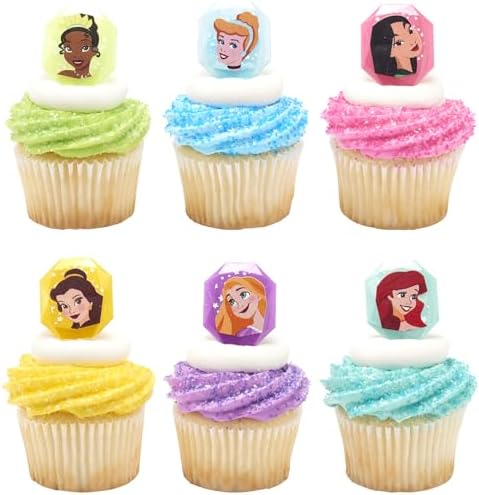 DecoPac Disney Princess Gemstone Cupcake Rings - 24 Pack
