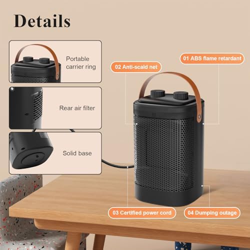 Homifinity 1500W Electric Space Heater with Thermostat 1