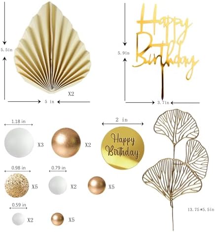 LEFUBABY White Gold Cake Toppers Set