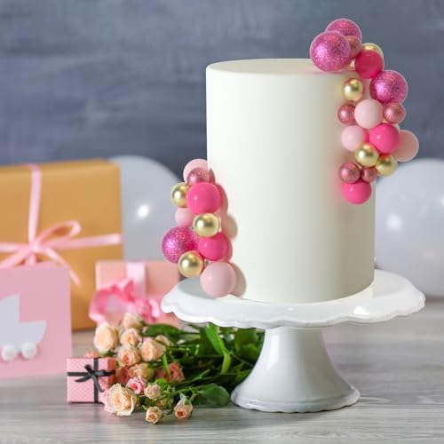 ASTARON 50 Pcs Glitter Pink Mini Balloon Cake Toppers