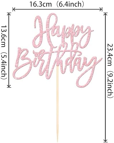 1 PCS Happy Birthday Cake Topper Glitter Cake Pick Light Pink