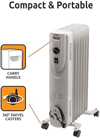 EZ-HEAT Oil-Filled Space Heater with Adjustable Thermostat and Safety Features